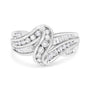 Anillo bypass con diamantes talla redonda de 3/4 ct. p.t. en oro blanco de 10K, foto 2