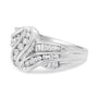 Anillo bypass con diamantes talla redonda de 3/4 ct. p.t. en oro blanco de 10K, foto 4