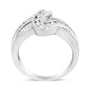 Anillo bypass con diamantes talla redonda de 3/4 ct. p.t. en oro blanco de 10K, foto 5