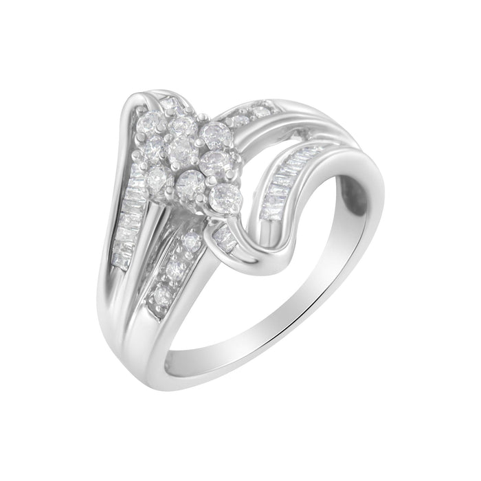 Anillo de racimo con diamantes de 1/2 ct. p.t. en oro blanco de 10K, foto 2