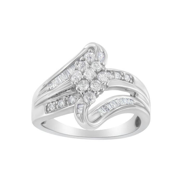 Anillo de racimo con diamantes de 1/2 ct. p.t. en oro blanco de 10K, foto 4