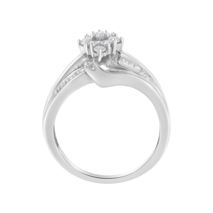 Anillo de racimo con diamantes de 1/2 ct. p.t. en oro blanco de 10K, foto 5