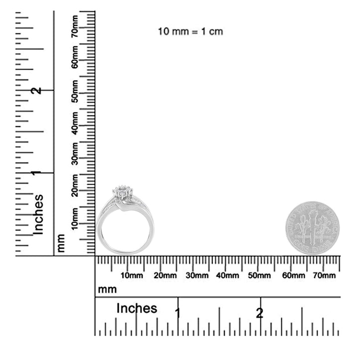 Anillo de racimo con diamantes de 1/2 ct. p.t. en oro blanco de 10K, foto 6