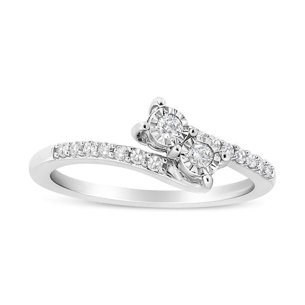 1/4 Ct. T.W. Miracle-Set Round-Cut Diamond Two-Stone Ring in 10K White Gold, photo 1