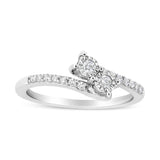 Anillo de dos piedras Miracle-Set con diamantes redondos de 1/4 ct. p.t. en oro blanco de 10K