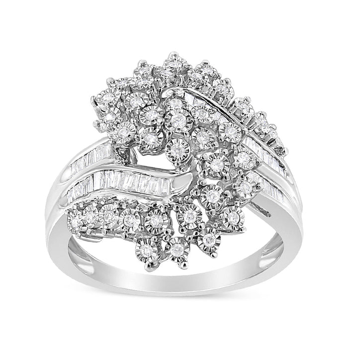1/5 Ct. T.W. Miracle-Set Diamond Heart Crossover Bypass Ring in Sterling Silver, photo 3