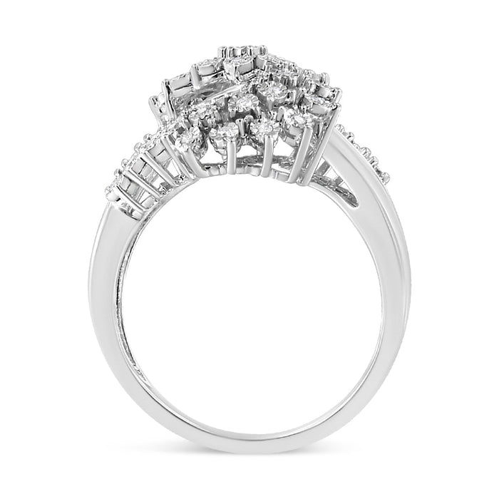 1/5 Ct. T.W. Miracle-Set Diamond Heart Crossover Bypass Ring in Sterling Silver, photo 6