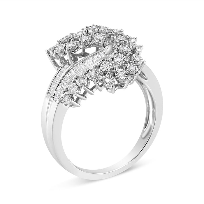 1/5 Ct. T.W. Miracle-Set Diamond Heart Crossover Bypass Ring in Sterling Silver, photo 8
