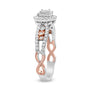 1/2 Ct. T.W. Round Diamond Double Frame Crossover Split Shank Engagement Ring in 14K Rose Gold-Plated Sterling Silver, photo 4