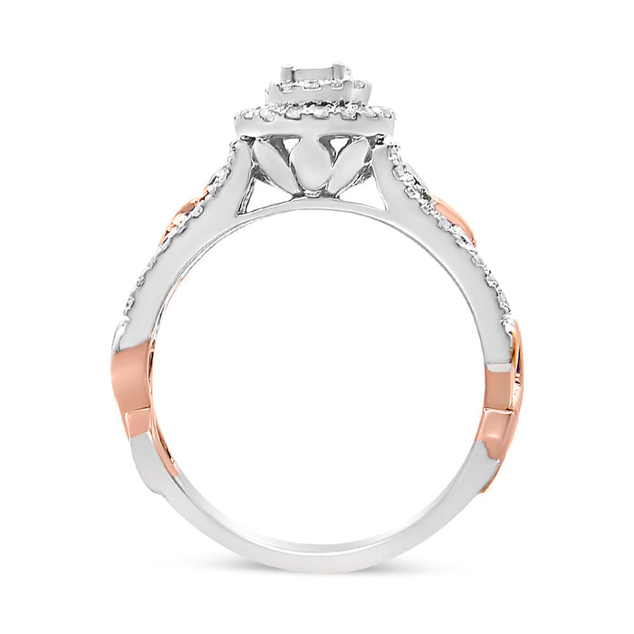 1/2 Ct. T.W. Round Diamond Double Frame Crossover Split Shank Engagement Ring in 14K Rose Gold-Plated Sterling Silver, photo 5