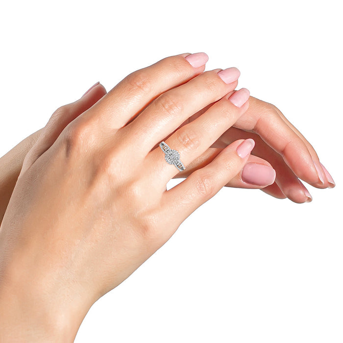1/2 Ct. T.W. Round Diamond Double Frame Crossover Split Shank Engagement Ring in 14K Rose Gold-Plated Sterling Silver, photo 3