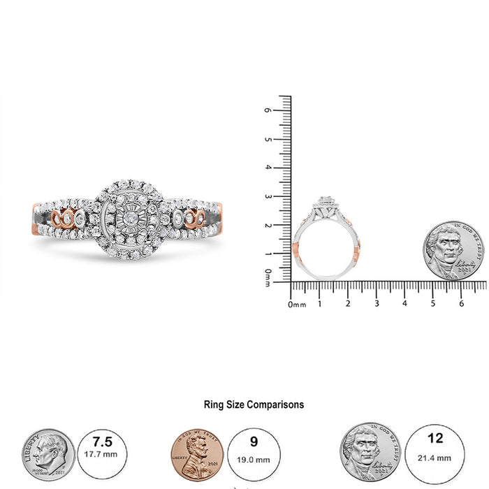 1/2 Ct. T.W. Round Diamond Double Frame Crossover Split Shank Engagement Ring in 14K Rose Gold-Plated Sterling Silver, photo 6