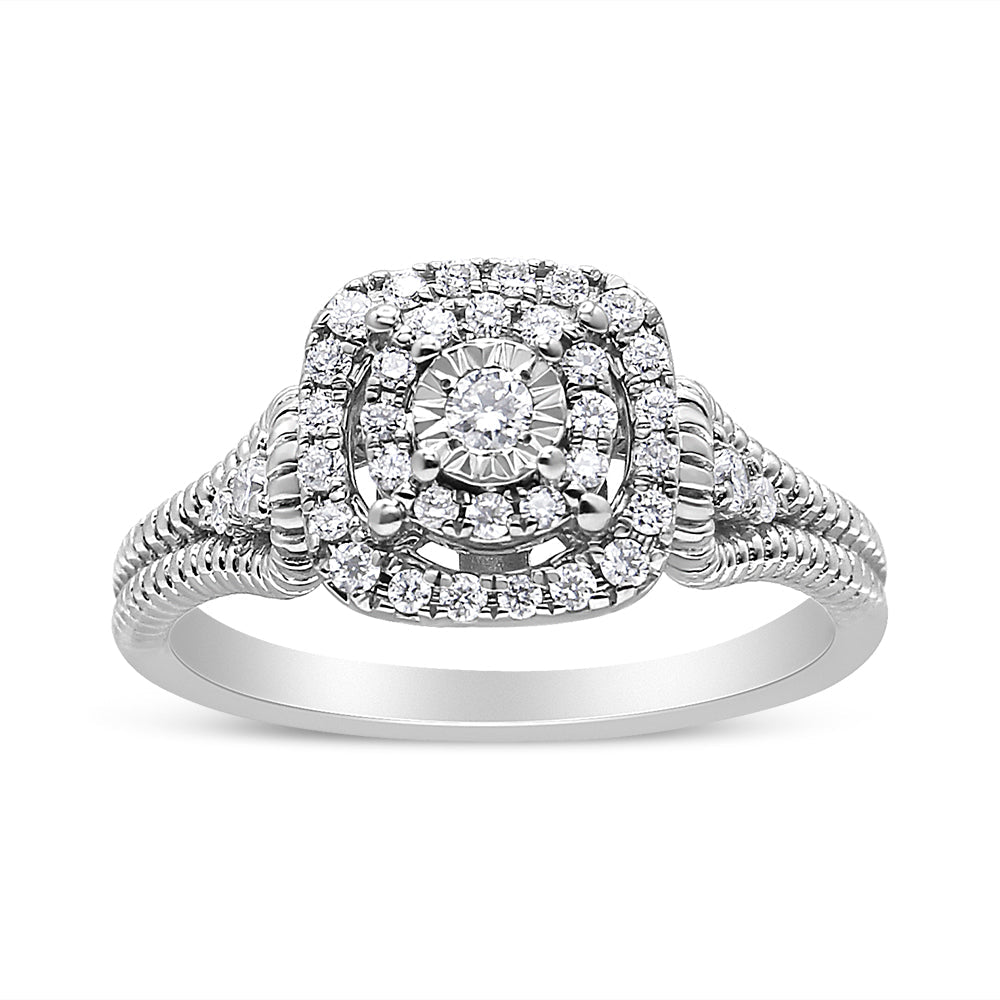 Anillo de cóctel Miracle-Set con diamantes redondos de 1/3 ct. p.t. en plata de ley, foto 1