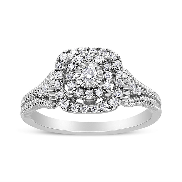 Anillo de cóctel Miracle-Set con diamantes redondos de 1/3 ct. p.t. en plata de ley, foto 1