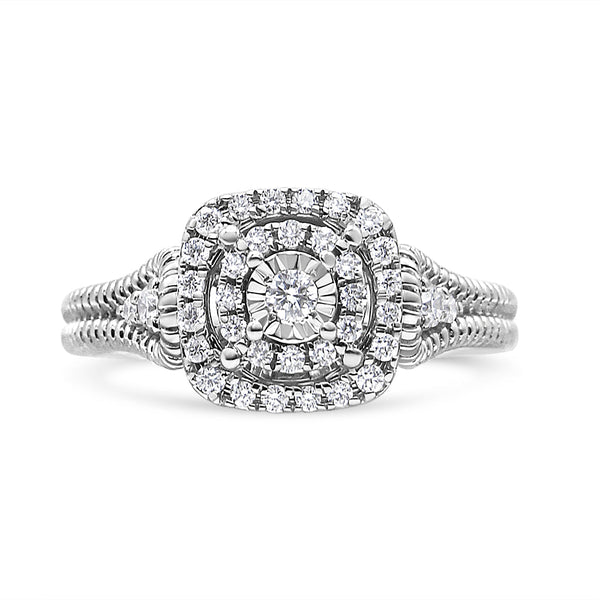 Anillo de cóctel Miracle-Set con diamantes redondos de 1/3 ct. p.t. en plata de ley, foto 2