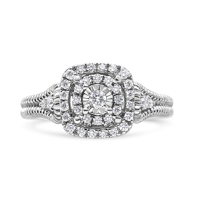 Anillo de cóctel Miracle-Set con diamantes redondos de 1/3 ct. p.t. en plata de ley, foto 2