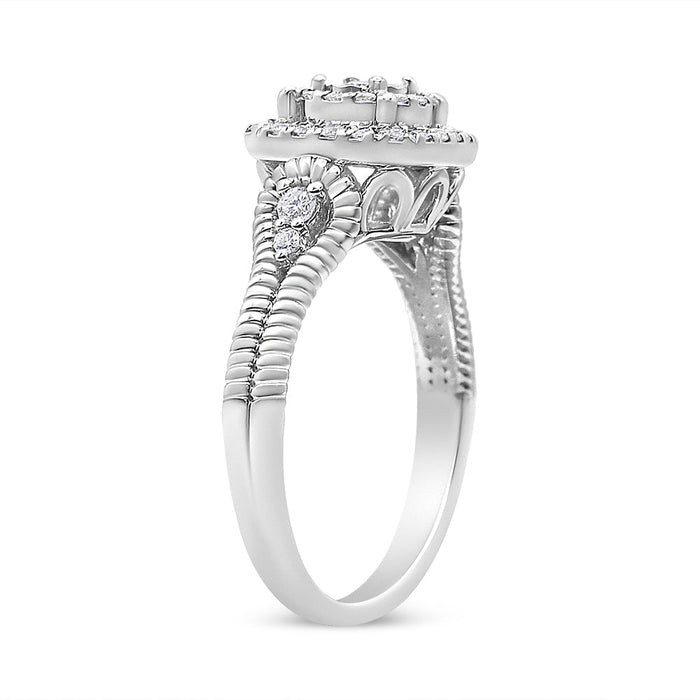 Anillo de cóctel Miracle-Set con diamantes redondos de 1/3 ct. p.t. en plata de ley, foto 5
