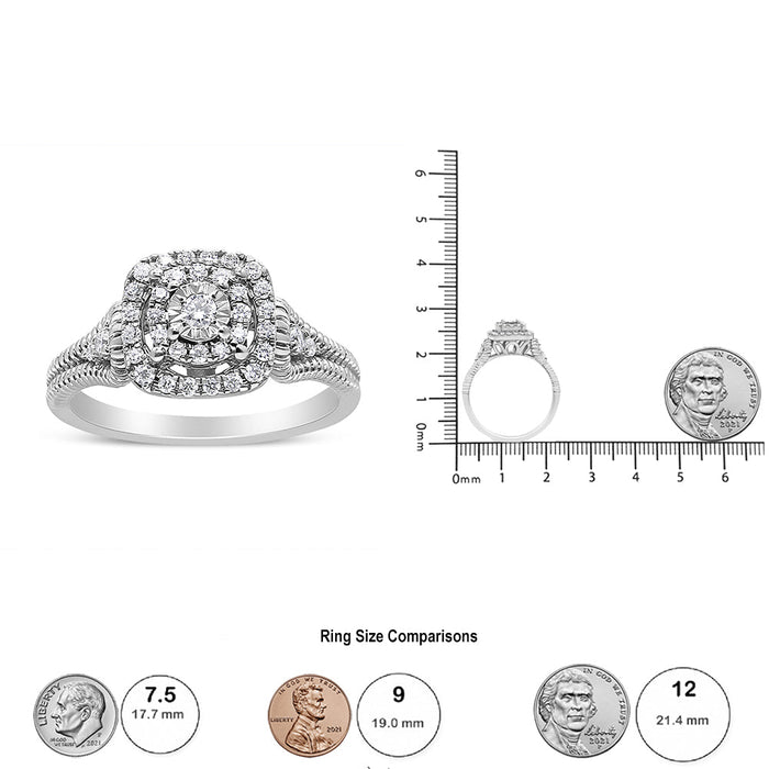 Anillo de cóctel Miracle-Set con diamantes redondos de 1/3 ct. p.t. en plata de ley, foto 6