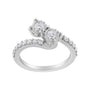 Anillo bypass de dos piedras Miracle-Set con diamantes de 1 ct. p.t. en oro blanco de 10K, foto 2