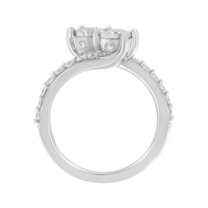 Anillo bypass de dos piedras Miracle-Set con diamantes de 1 ct. p.t. en oro blanco de 10K, foto 5