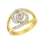 Anillo bypass de lazos entrelazados con diamantes de 1/4 ct. p.t. en plata de ley bañada en oro amarillo de 14K, foto 1