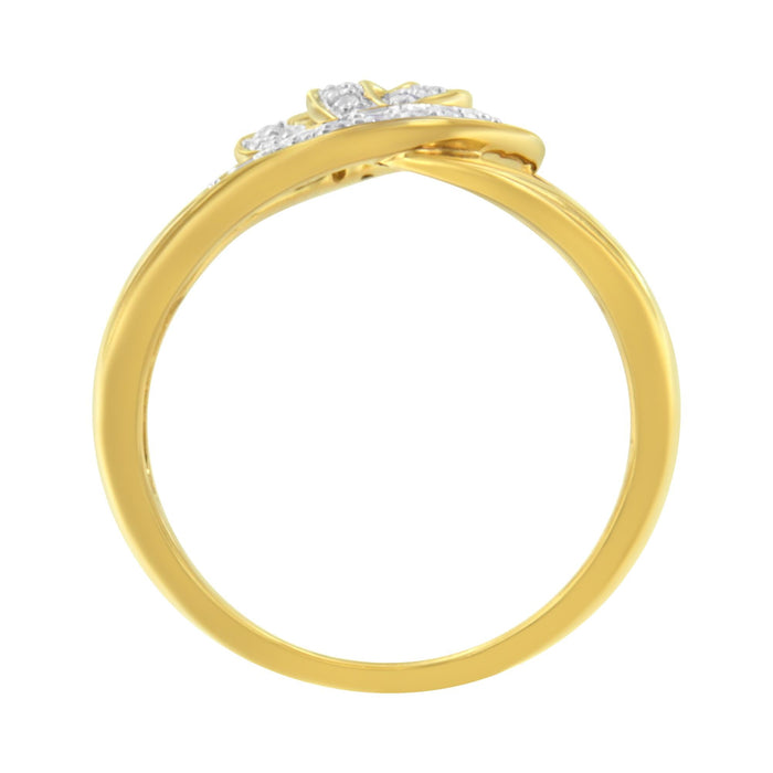 Anillo bypass de lazos entrelazados con diamantes de 1/4 ct. p.t. en plata de ley bañada en oro amarillo de 14K, foto 5