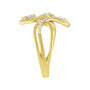 Anillo bypass cruzado en capas de triple hoja con diamantes redondos de 1/2 ct. p.t. en oro amarillo de 10K, foto 6