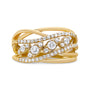 Anillo de cóctel de varias hileras con aro dividido y diamantes redondos de 1/2 ct. p.t. en oro amarillo de 10K, foto 2