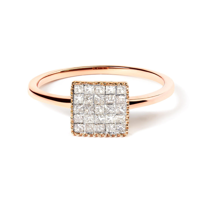 1/3 Ct. T.W. Invisible-Set Princess-Cut Diamond Composite Square Shape Ring for Women in 10K Rose Gold, photo 1