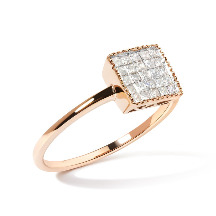 1/3 Ct. T.W. Invisible-Set Princess-Cut Diamond Composite Square Shape Ring for Women in 10K Rose Gold, photo 4