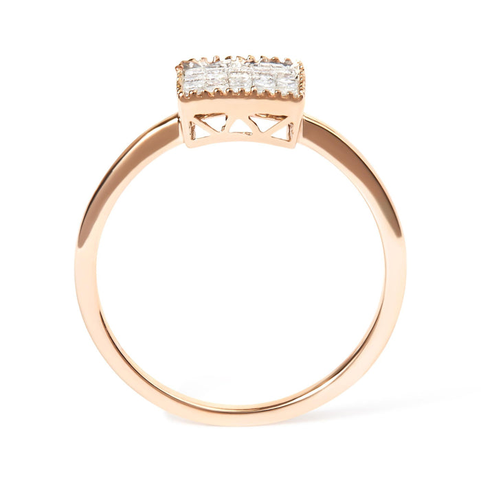 1/3 Ct. T.W. Invisible-Set Princess-Cut Diamond Composite Square Shape Ring for Women in 10K Rose Gold, photo 6