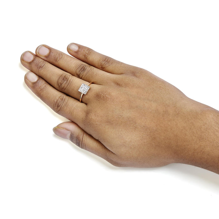 1/3 Ct. T.W. Invisible-Set Princess-Cut Diamond Composite Square Shape Ring for Women in 10K Rose Gold, photo 3