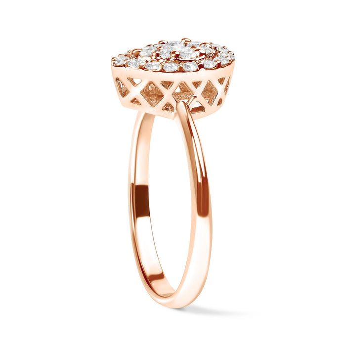 Anillo de promesa en forma de pera con diamantes talla redonda de 3/8 ct. p.t. en oro rosa de 10K, foto 5