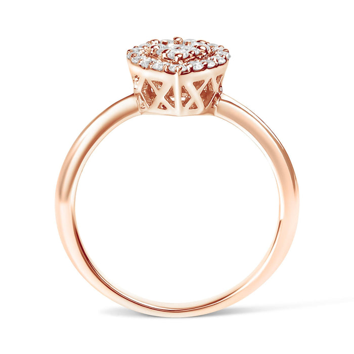 Anillo de promesa en forma de pera con diamantes talla redonda de 3/8 ct. p.t. en oro rosa de 10K, foto 6