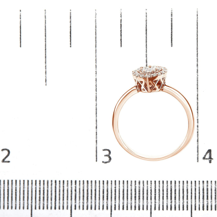 Anillo de promesa en forma de pera con diamantes talla redonda de 3/8 ct. p.t. en oro rosa de 10K, foto 7