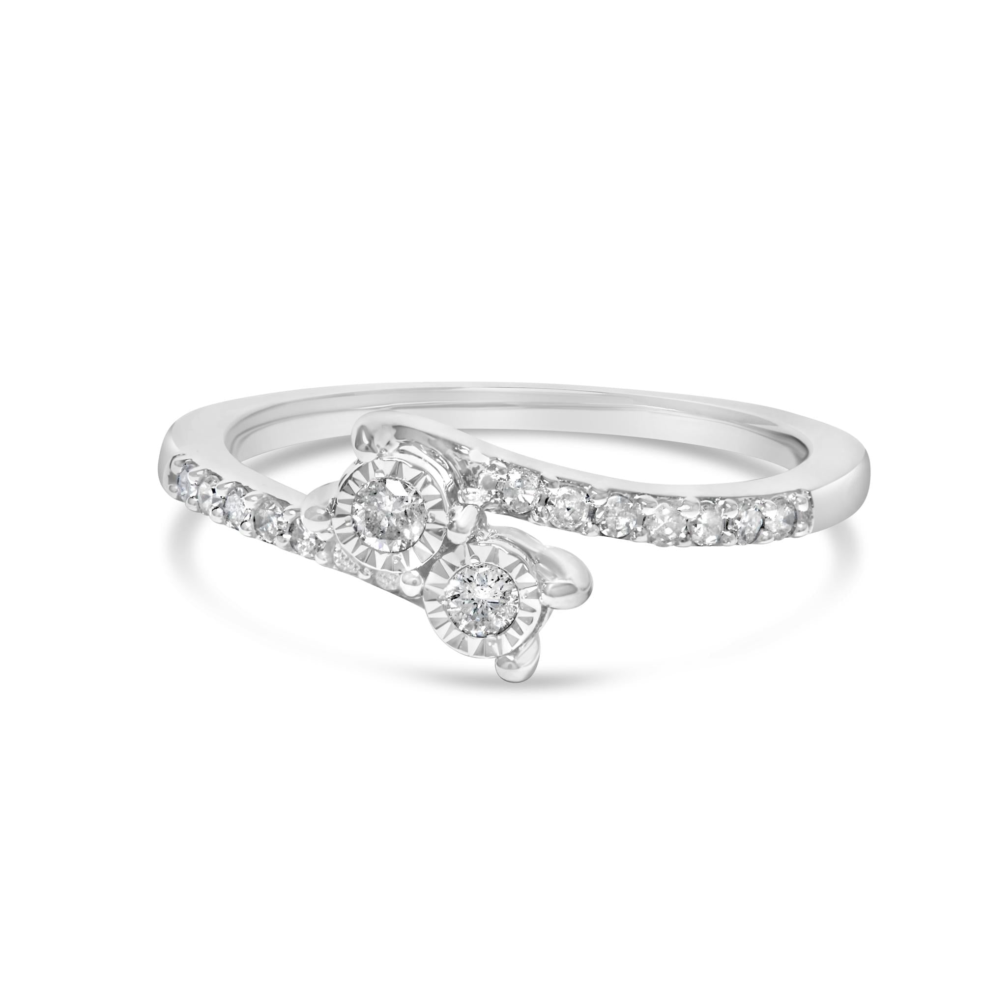1/4 Ct. T.W. Two-Stone Diamond Bypass Engagement Ring in 10K White Gold, photo 1