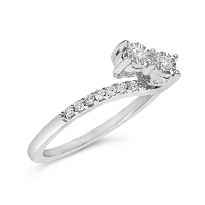 1/4 Ct. T.W. Two-Stone Diamond Bypass Engagement Ring in 10K White Gold, photo 4