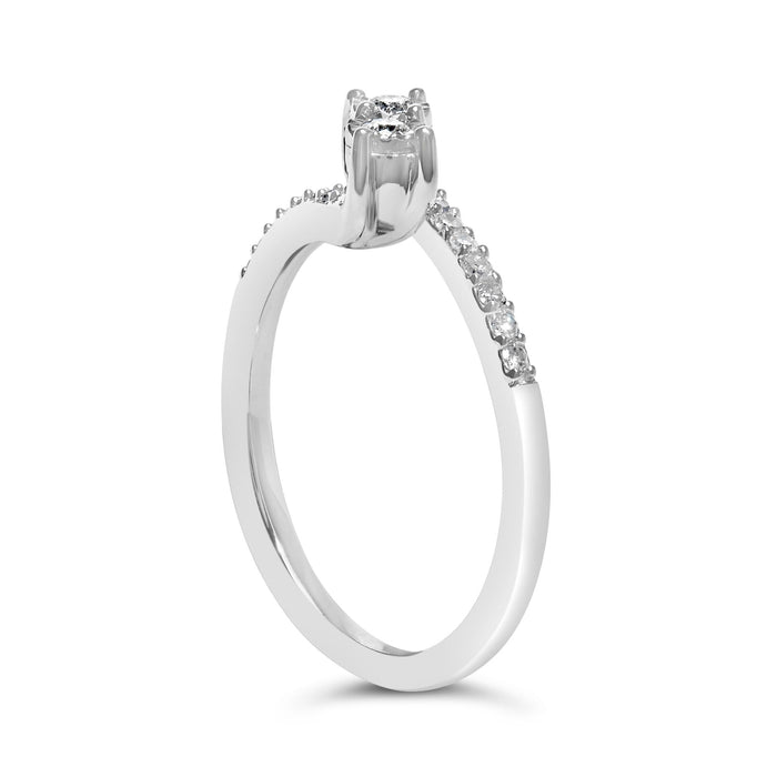 1/4 Ct. T.W. Two-Stone Diamond Bypass Engagement Ring in 10K White Gold, photo 5