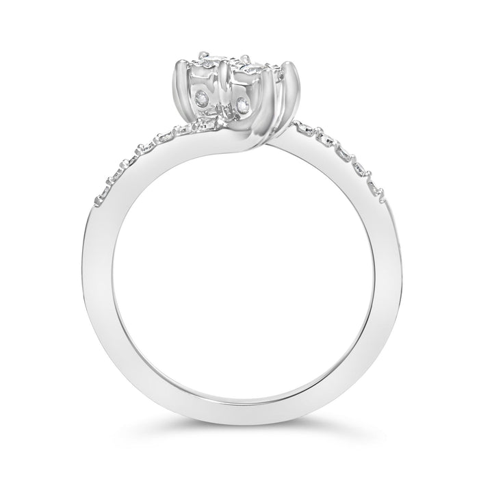 1/4 Ct. T.W. Two-Stone Diamond Bypass Engagement Ring in 10K White Gold, photo 6