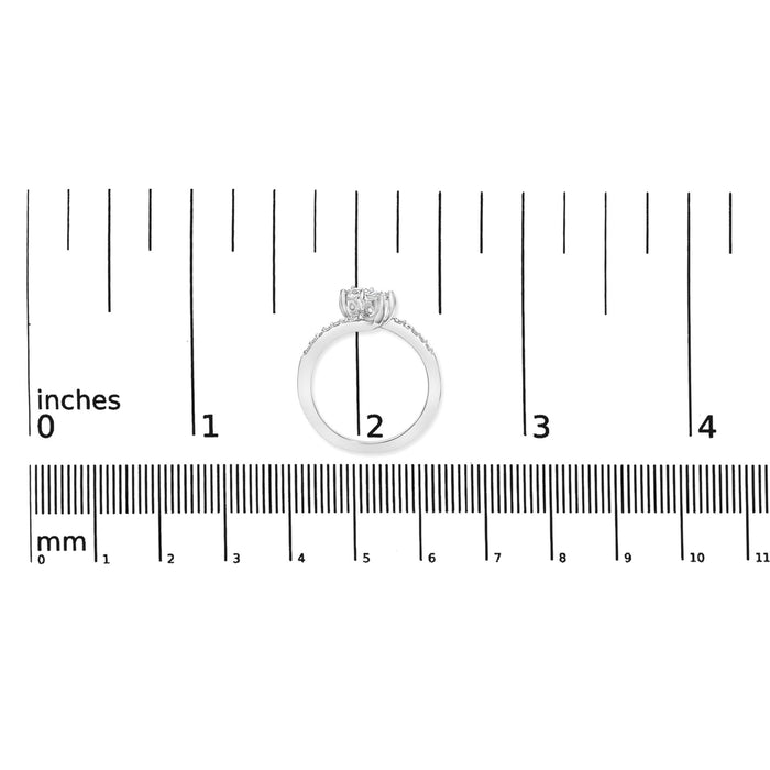 1/4 Ct. T.W. Two-Stone Diamond Bypass Engagement Ring in 10K White Gold, photo 7