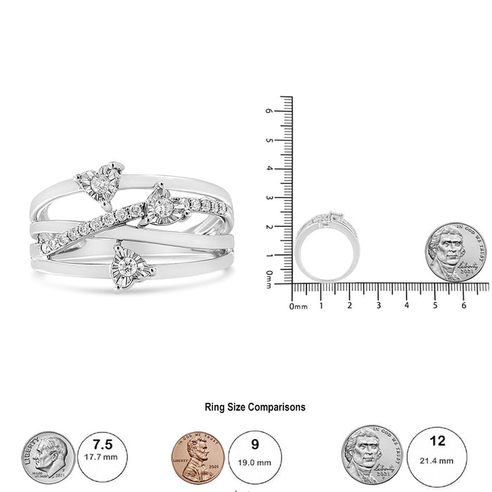1/5 Ct. T.W. Miracle-Set Diamond Heart Crossover Bypass Ring in Sterling Silver, photo 9