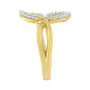 Anillo de cóctel de hoja con diamantes redondos y baguette de 3/8 ct. p.t. en oro amarillo de 10K, foto 6