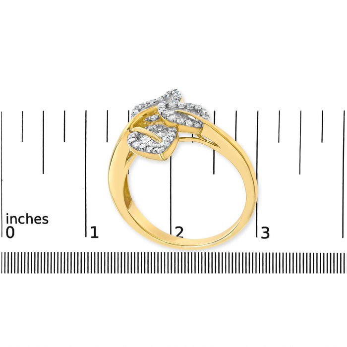 Anillo bypass de triple hoja con diamantes de 1/2 ct. p.t. en plata de ley bañada en oro amarillo de 18K, foto 7