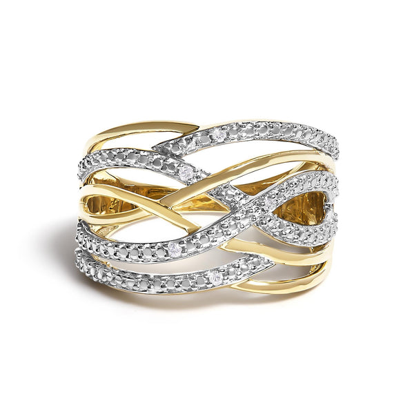 Anillo cruzado con detalle de diamante en plata de ley, foto 2
