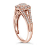 Anillo de cóctel de racimo con halo, aro dividido y diamantes de 1/2 ct. p.t. en plata de ley bañada en oro rosa de 14K, foto 5