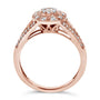 Anillo de cóctel de racimo con halo, aro dividido y diamantes de 1/2 ct. p.t. en plata de ley bañada en oro rosa de 14K, foto 6