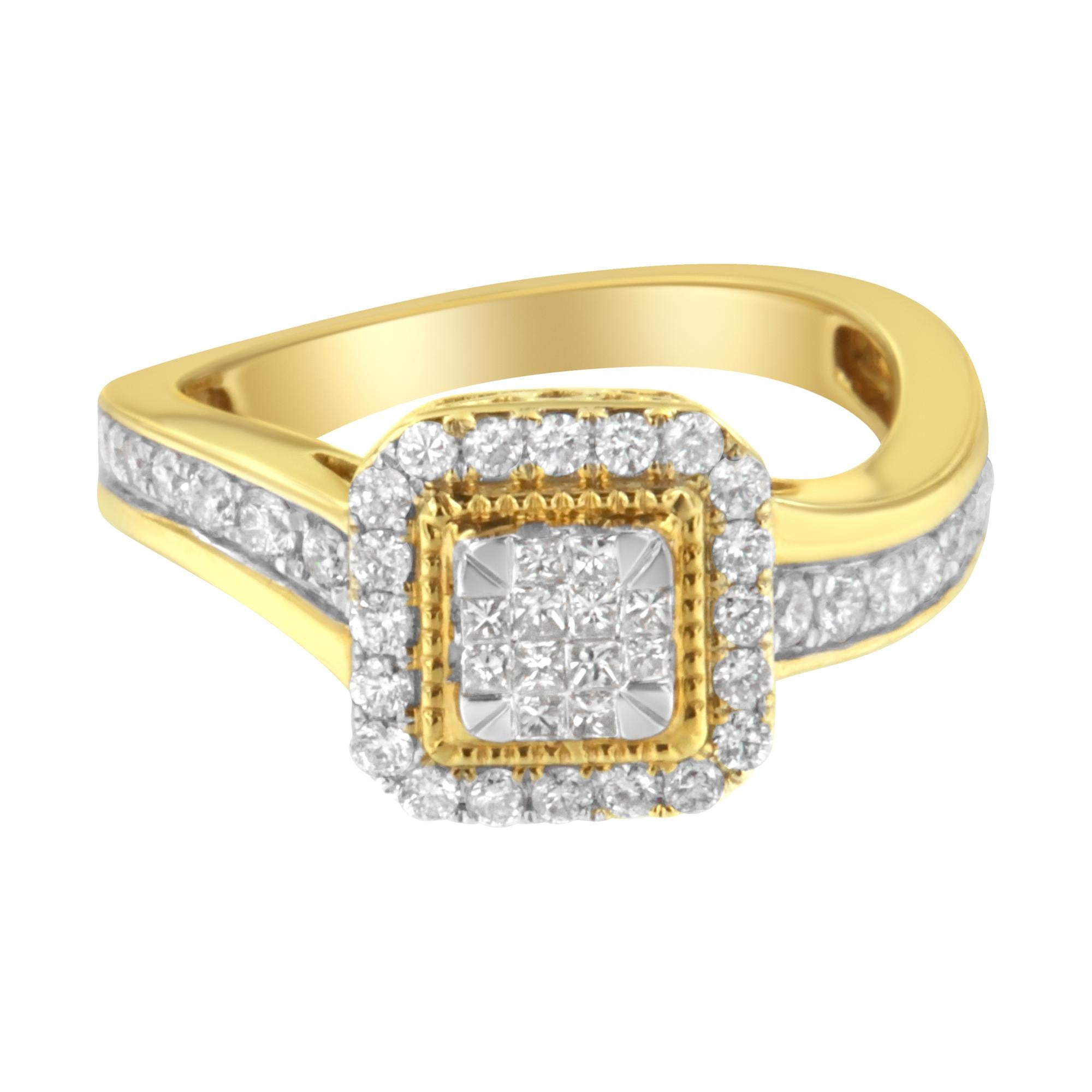 Anillo de cóctel con diamantes de 5/8 ct. p.t. en oro amarillo de 10K, foto 1