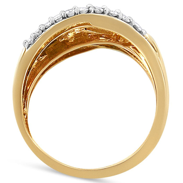 Anillo de cóctel entrelazado de varias hileras con diamantes de 1 ct. p.t. en oro amarillo y blanco de 10K, foto 2
