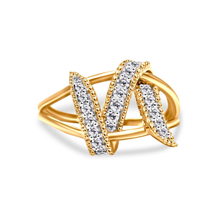 1/4 Ct. T.W. Diamond Interlocking Bypass Ring in 14K Yellow Gold-Plated Sterling Silver, photo 1