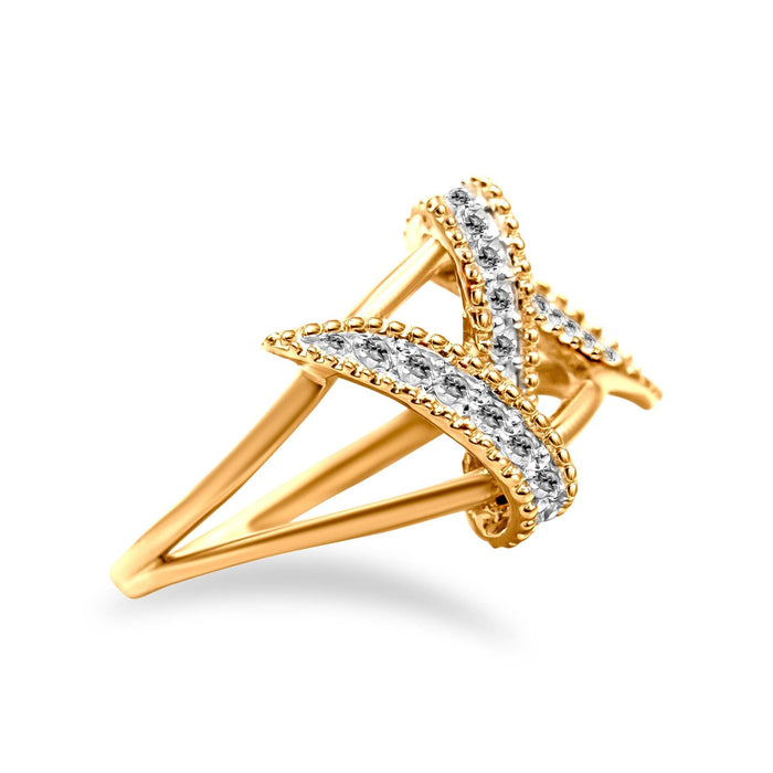 1/4 Ct. T.W. Diamond Interlocking Bypass Ring in 14K Yellow Gold-Plated Sterling Silver, photo 4